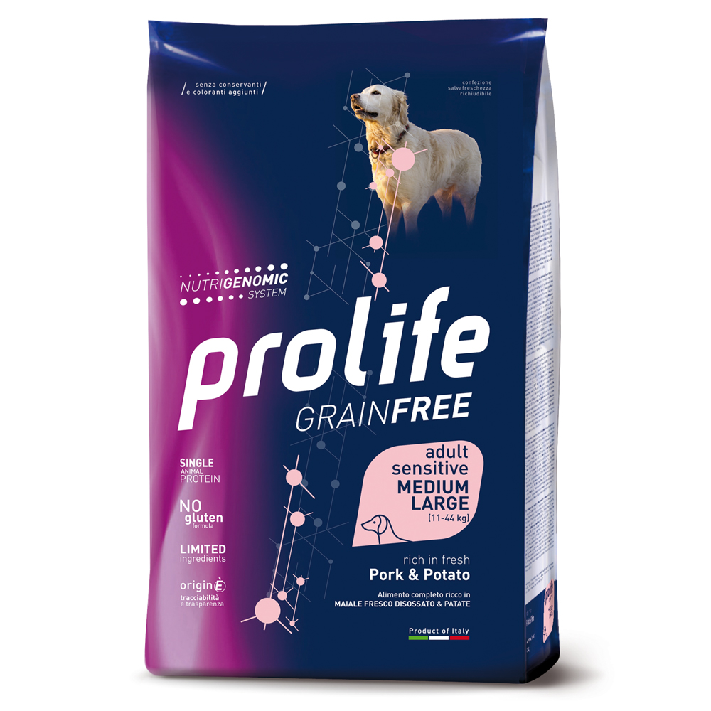 Prolife 10kg Varkensvlees & Aardappelen Graanvrij Sensitive  droogvoer voor honden