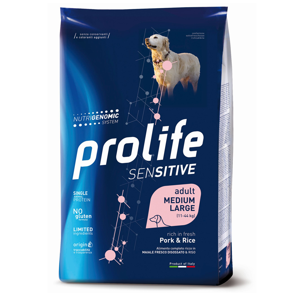 Prolife 10kg Varkensvlees & Rijst Sensitive  droogvoer voor honden