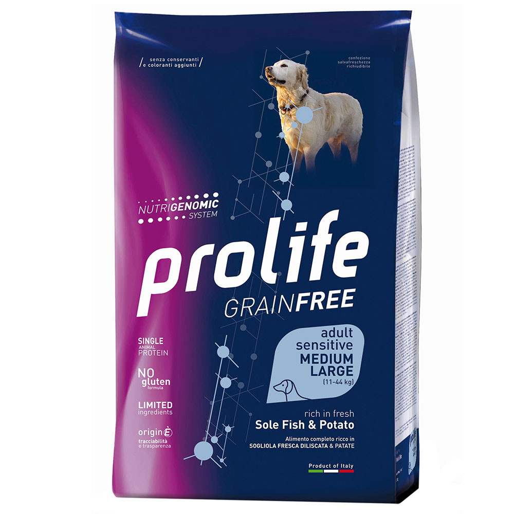 Prolife 10kg Vis & Aardappelen Adult M/L Graanvrij  Droog Hondenvoer