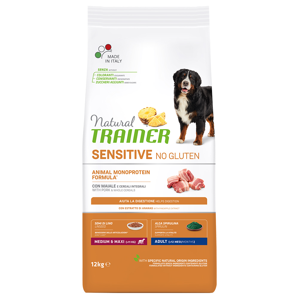 Trainer Natural Sensitive 12 kg  No Gluten Adult Med/Max Pork hondenvoer droog