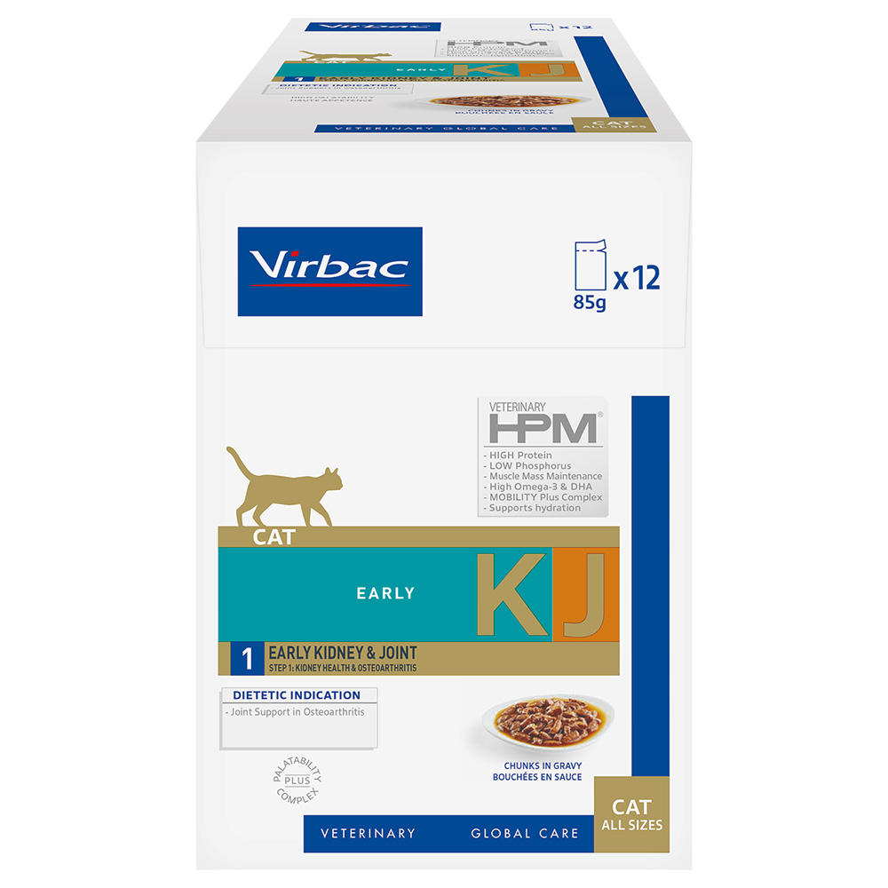 Virbac 12x 85g  Veterinary Cat Early Kidney & Joint KJ1 natvoer voor katten