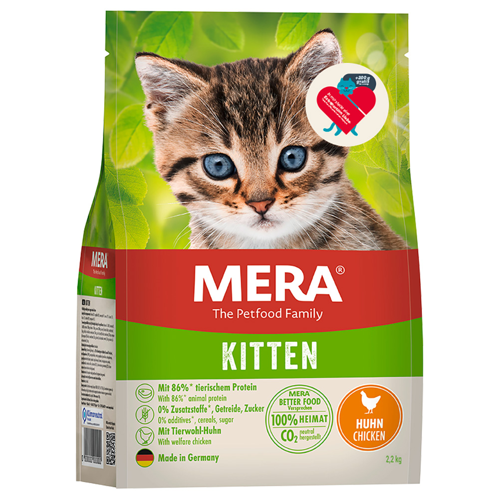 Mera Cats Kitten Kip Kattenvoer - 2 kg + 200 g gratis