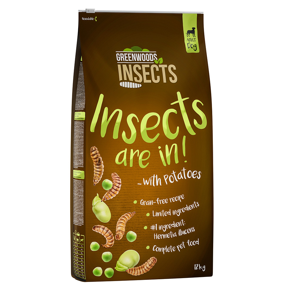 Greenwoods 12 kg Insecten met aardappelen, erwten en Fava Beans  Insecten Droog Hondenvoer