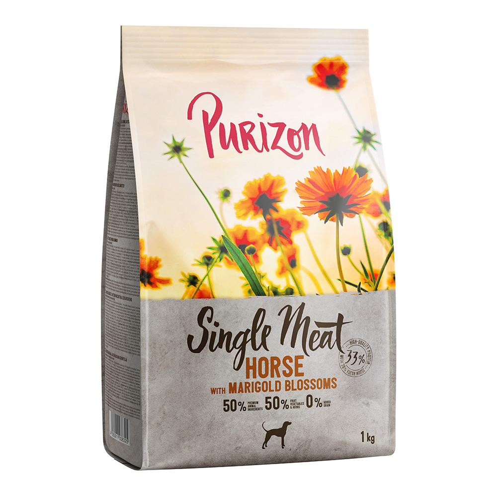 Purizon Extra voordelig! 1 kg  Droogvoer voor Honden - Single Meat Adult Paard met Zoete Aardappel en Goudsbloesem - Graanvrij
