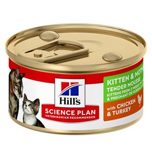 Hill's Science Plan 24x 85g  Kitten & Mother Tender Mousse met Kip en Kalkoen kattenvoer nat