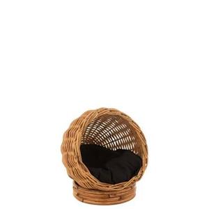 J-Line Rond Rotan kattenmand + kussen - jute - naturel| zwart