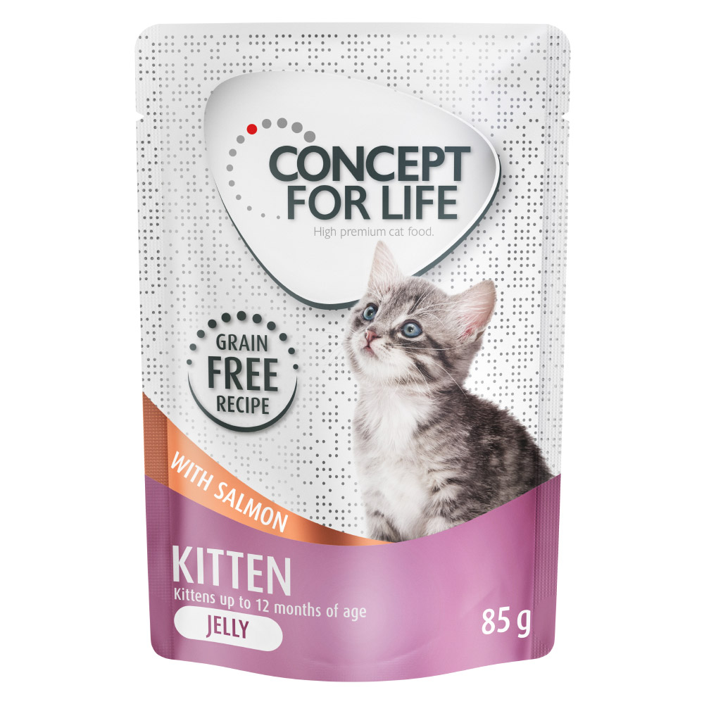 Concept for Life graanvrij 12 x 85 g Kattenvoer voor een probeer prijs! -  Kitten Zalm in Gelei