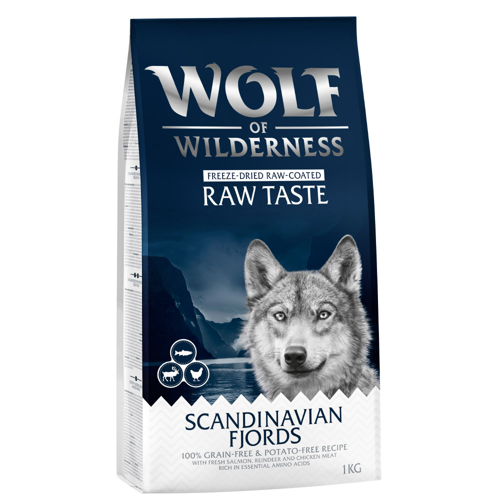 Wolf of Wilderness Speciale prijs: 2 x 1 kg  Graanvrij Droogvoer voor Honden - Scandinavian Fjords - Rendier, kip & zalm - (graanvrij)