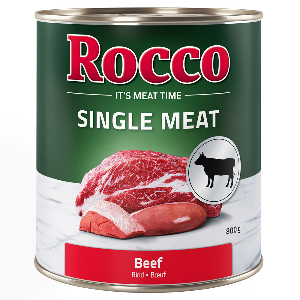 Rocco Single Meat 6 x 800 g Hondenvoer - Pure Groene Pens