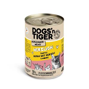 Dogs'n Tiger Voordeelpakket: 12x400g  snackmenu kip met hartjes nat kattenvoer