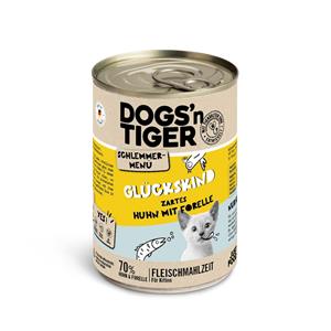 Dogs'n Tiger Voordeelpakket: 12x400g  Snackmenu Kip met Forel I Kitten kattenvoer nat