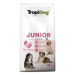 Tropidog 12kg  Premium Junior Large Kalkoen & Rijst droogvoer voor honden