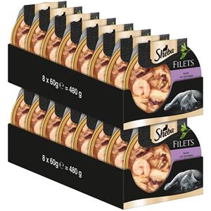 Sheba Fijne Filets 16 x 60 g Kattenvoer - Kip met garnalen