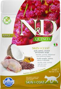 N&D Quinoa kattenvoeding Skin&Coat Kwartel 300 gr.