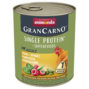 Animonda GranCarno 6x800g  Adult Superfoods Kip + Spinazie, Frambozen en Pompoenpitten Honden Natvoer