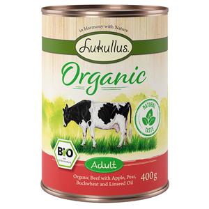 Lukullus 24x400 g  Organic Adult Rund met Appel Glutenvrij Honden Natvoer