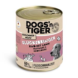 Dogs'n Tiger Voordeelpakket: 12x800g  snackmenu voor honden rund met lam, pastinaak & bosbessen hondenvoer nat
