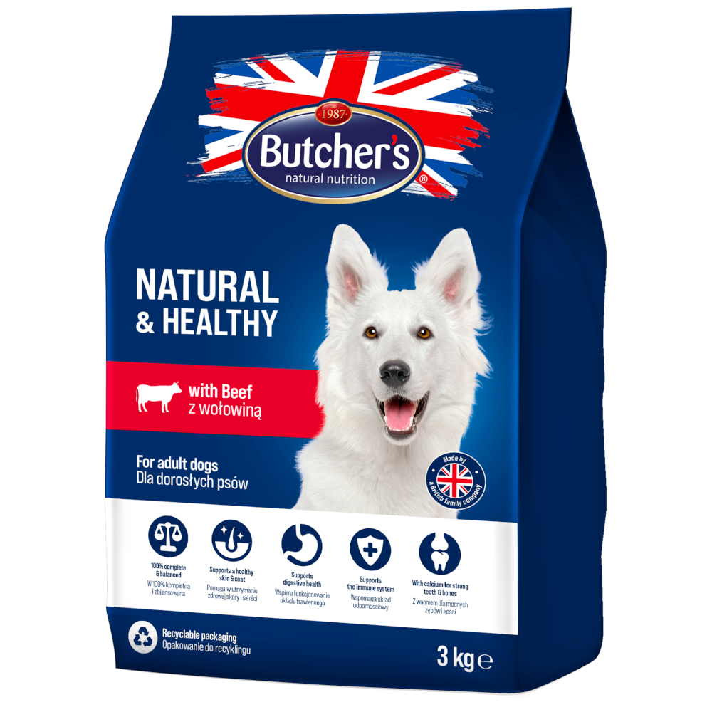 Butcher's 3kg  Natural & Healthy met Rundvlees hondenvoer droog