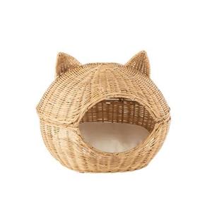 J-Line Kattenmand+Kussen Rotan Licht Naturel