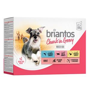 Briantos 48x100g  Chunks in Gravy Gemixt (Kip, Rund & Zalm) Honden Natvoer