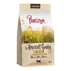 Purizon 2 x 400 g  Kattendroogvoer voor een Probeerprijs! - Adult Sterilised Kip met Vis – Ancient Grain