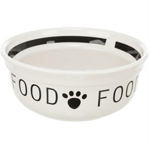 TRIXIE voerbak hond food keramiek wit / zwart (250 ML 13 CM)