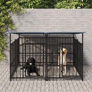 VidaXL Hondenkennel met dak 3,75 m² staal