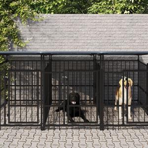 VidaXL Hondenkennel met dak 13,14 m² staal