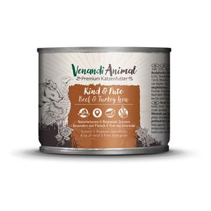 Venandi Animal Voordeelpakket: 24x200g  Adult Cat Rund & Kalkoen natvoer voor katten