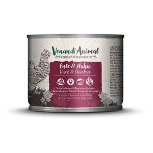 Venandi Animal Voordeelpakket: 24x200g  Adult Cat Eend & Kip natvoer voor katten