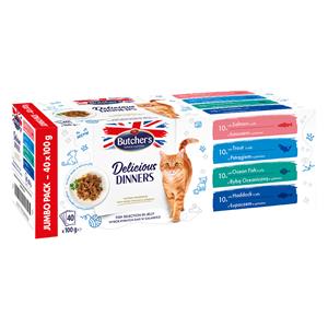 Butcher's 40 x 100 g  Delicious Dinners Vis selectie in Gelei nat kattenvoer