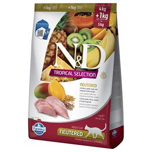 N&D Cat Tropical 5kg (4 +1kg)  Selection Gecastreerd met kip droog kattenvoer