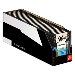 Sheba 56 x 85 g Megapack  Varianten Maaltijdzakjes Selection in Saus met Zeevis nat kattenvoer