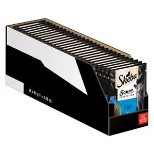 Sheba 56 x 85 g Megapack  Varianten Maaltijdzakjes Saus Lover met Tonijn nat kattenvoer