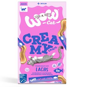 WOW Cat 5x15g Zalm  Creamy Snack voor katten