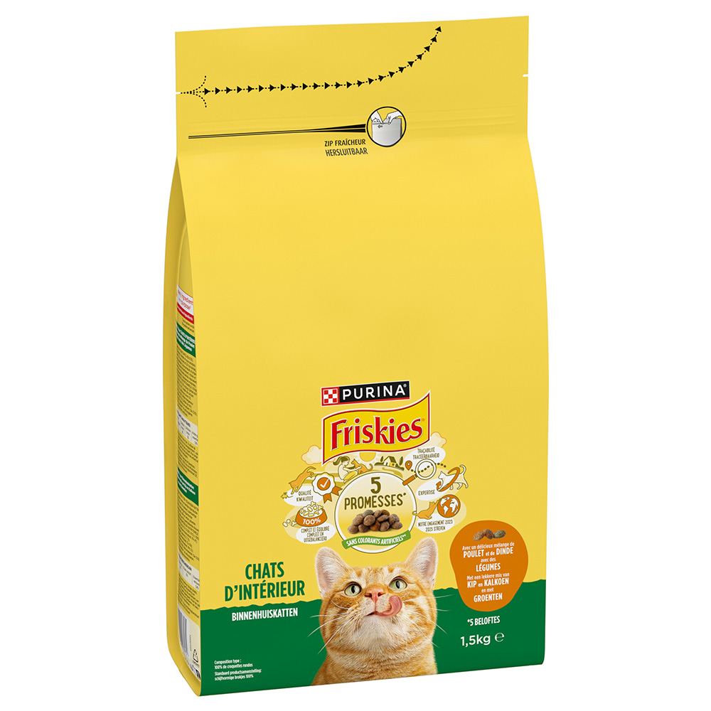 Friskies 1,5kg PURINA  Indoor kattenvoer met kip, kalkoen en groenten droog