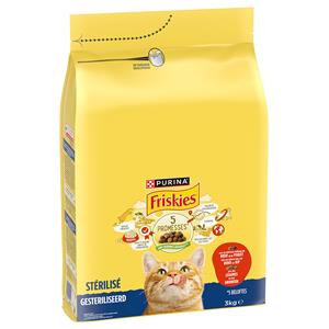 Friskies 3kg PURINA  Sterilised kattenvoer met rundvlees, kip en groenten natvoer voor katten