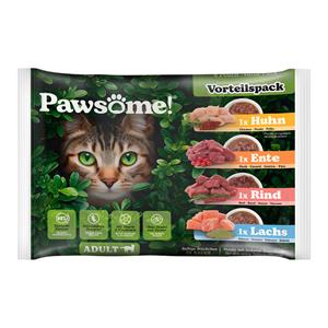 Pawsome 4x85g  Adult Cat met mix 4 soorten natvoer voor katten