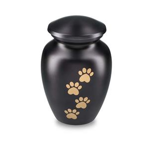 Urnwebshop Zwarte Dieren Urn Gouden Pootafdrukken Large (1.5 liter)