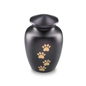 Urnwebshop Zwarte Dieren Urn Gouden Pootafdrukken Medium (0.7 liter)