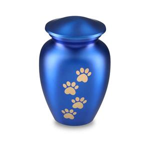 Urnwebshop Blauwe Dieren Urn Gouden Pootafdrukken Large (1.5 liter)