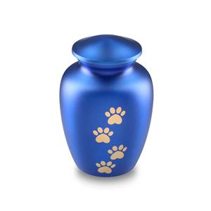 Urnwebshop Blauwe Dieren Urn Gouden Pootafdrukken Medium (0.7 liter)