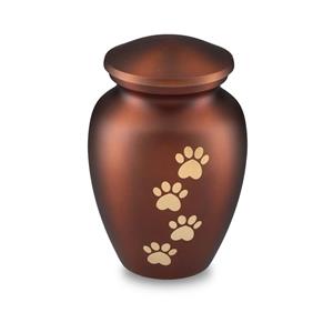 Urnwebshop Bruine Dieren Urn Gouden Pootafdrukken Large (1.5 liter)