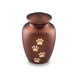 Urnwebshop Bruine Dieren Urn Gouden Pootafdrukken Medium (0.7 liter)