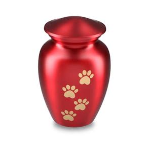 Urnwebshop Rode Dieren Urn Gouden Pootafdrukken Large (1.5 liter)