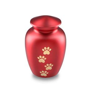 Urnwebshop Rode Dieren Urn Gouden Pootafdrukken Medium (0.7 liter)