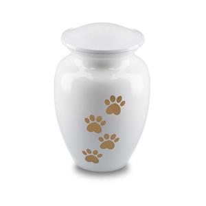 Urnwebshop Witte Dieren Urn Gouden Pootafdrukken Large (1.5 liter)