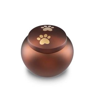 Urnwebshop Bruine Pot Dieren Urn Gouden Pootafdrukken Large (1.2 liter)