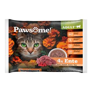 Pawsome 4x85g  Adult Cat met eend natvoer voor katten