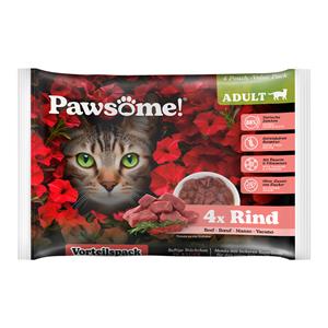 Pawsome 4x85g  Adult Cat met rund natvoer voor katten